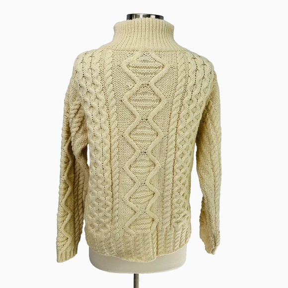 Aran Crafts Ivory Fisherman Sweater Full Zip Ireland *Fits Size Small* - Picture 6 of 12